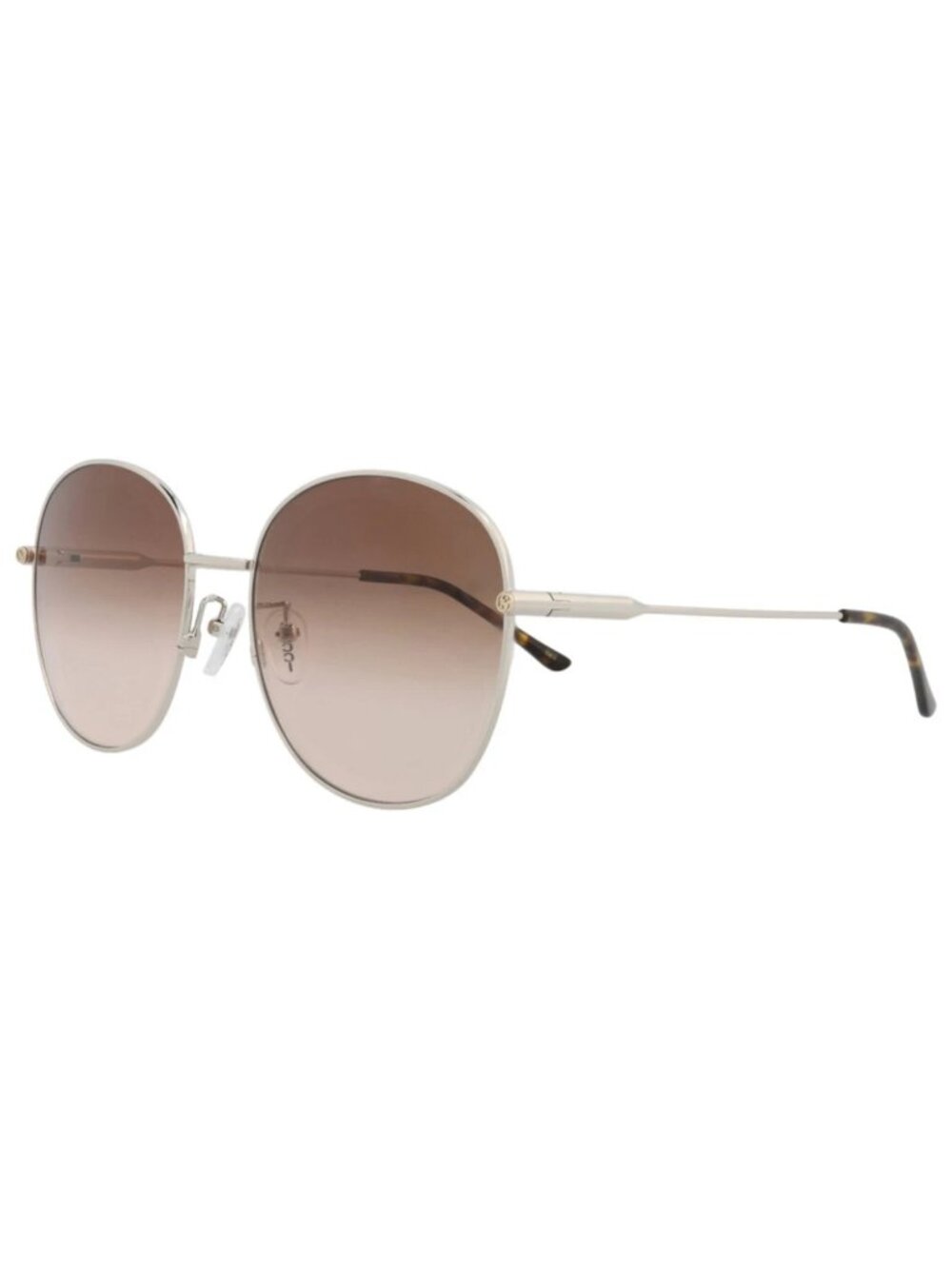 New Gucci Women's Sunglasses Round Oval Metal Frame Silver Silver Brown